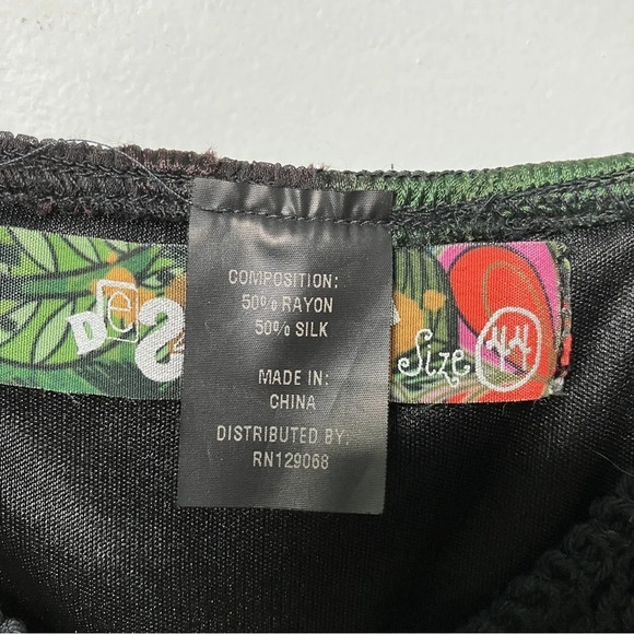 Desigual Multi Colour Print Silk Blend Crochet Braided Maxi Dress - Picture 9 of 13